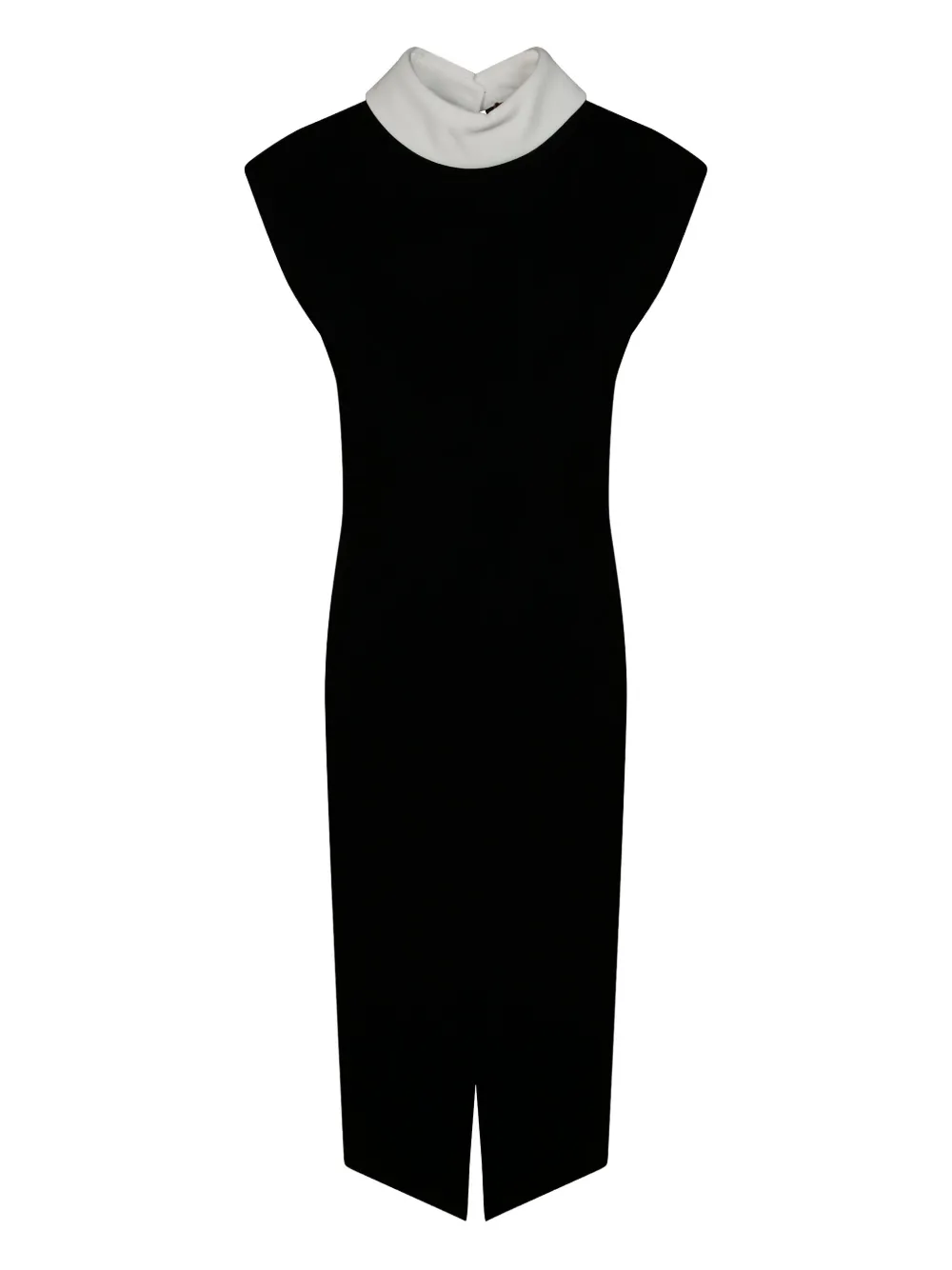 Max Mara Midi-jurk met kraag en korte mouwen Zwart