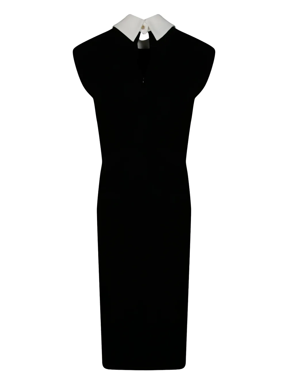 Max Mara Midi-jurk met kraag en korte mouwen Zwart
