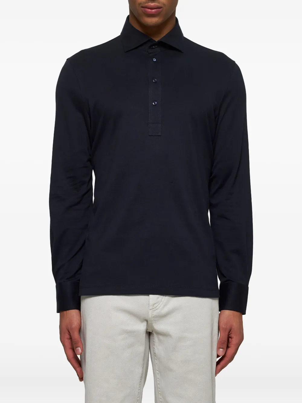 Brunello Cucinelli Poloshirt met lange mouwen Blauw