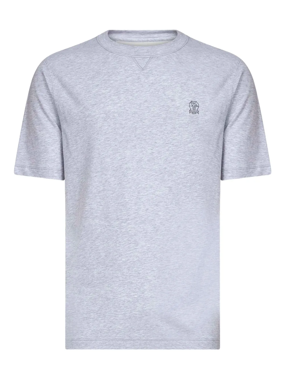 Brunello Cucinelli T-shirt met geborduurd logo en ronde hals Grijs