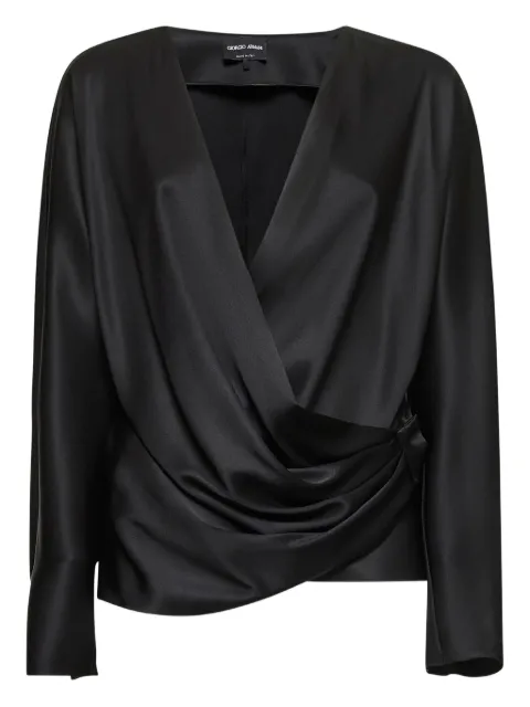 Giorgio Armani crossed-neckline draped blouse