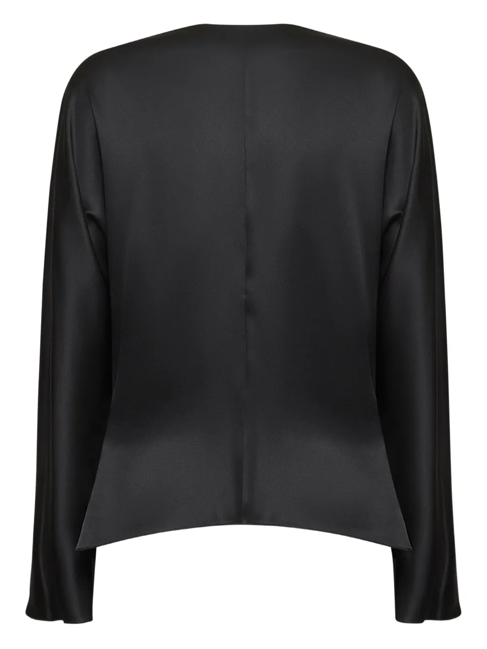 Giorgio Armani crossed-neckline draped blouse Zwart