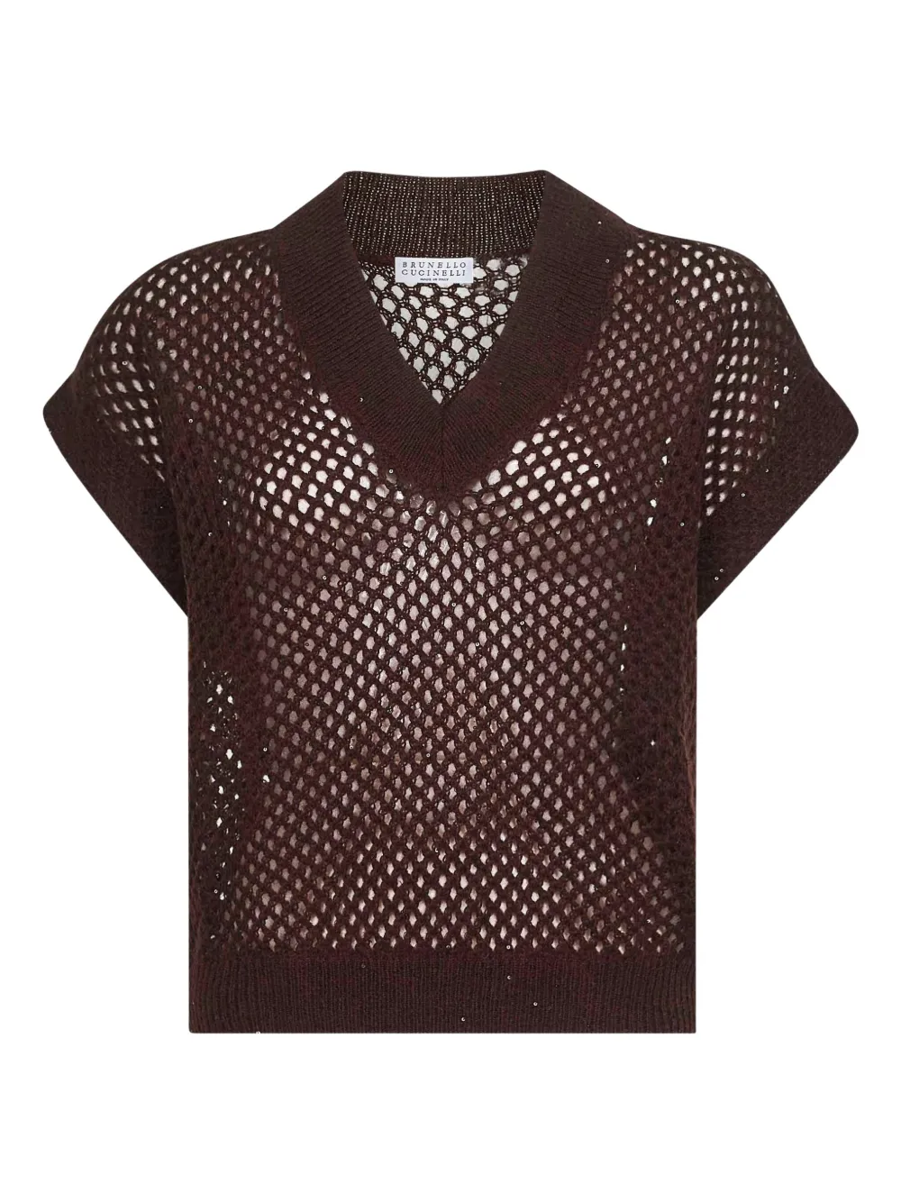 Brunello Cucinelli sequin-embellished T-shirt | Brown | Image 1