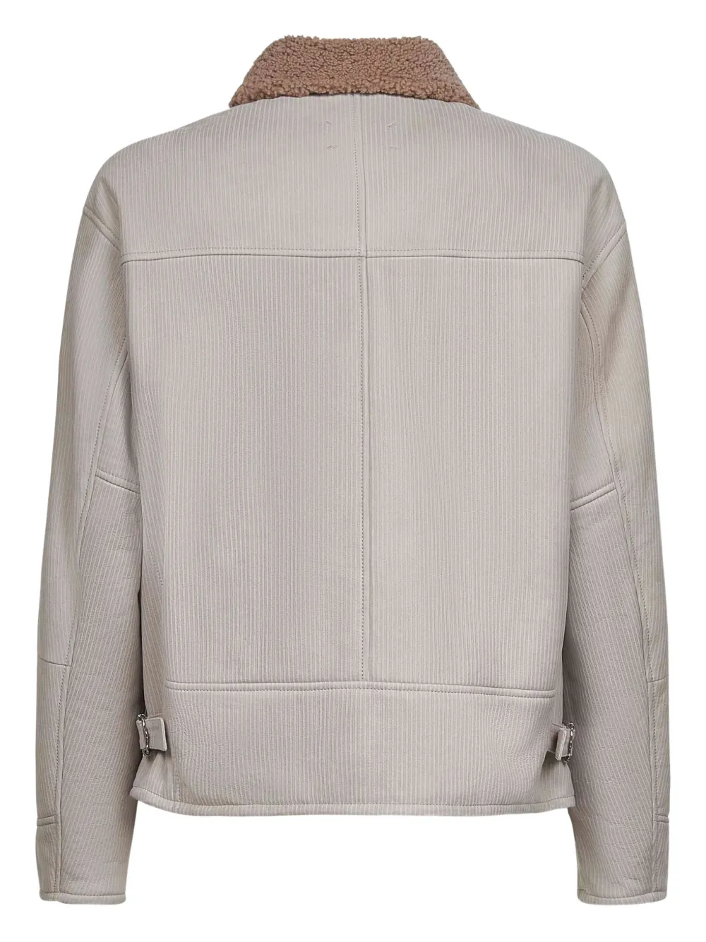 Brunello Cucinelli shearling striped-leather jacket Beige