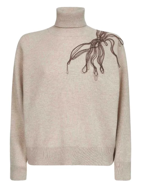 Brunello Cucinelli roll-neck embroidered sweater