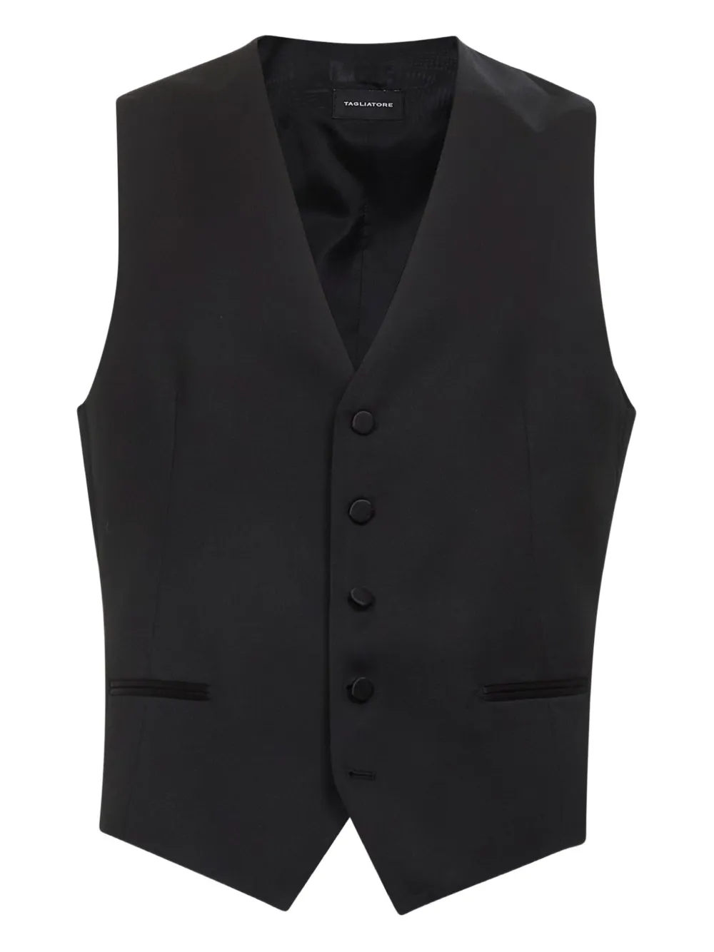 Tagliatore Gilet met vijf knopen en satijnen rug Zwart