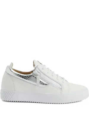 Giuseppe Zanotti スニーカー シルバー✕ホワイト ダブルジップ Giuseppe Zanotti ダブルジップ スニーカー | ホワイト | FARFETCH JP