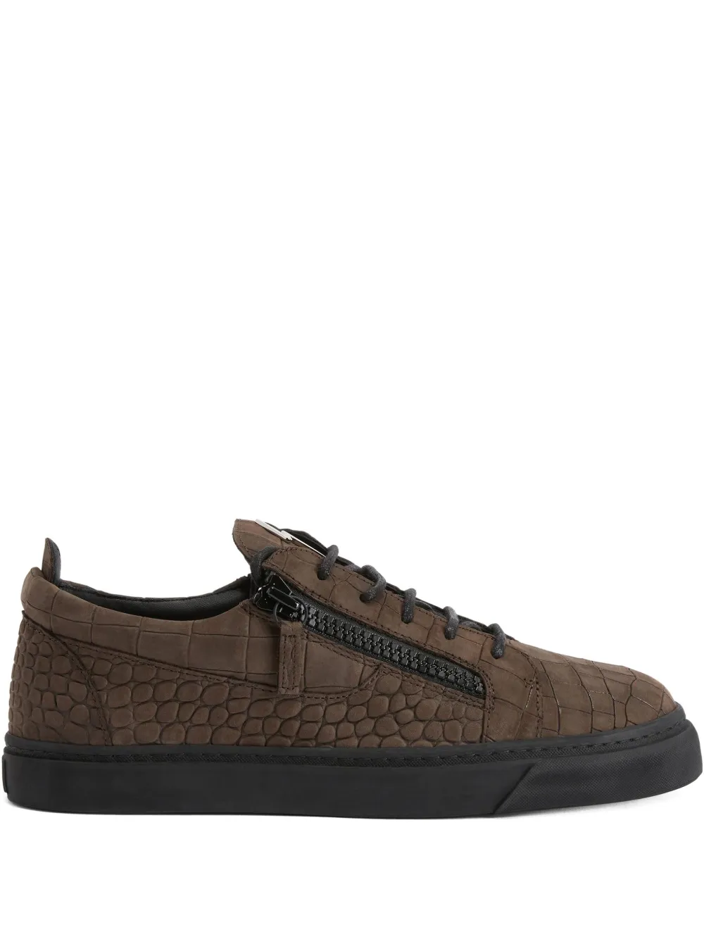 Giuseppe Zanotti Frankie crocodile-effect zip sneakers Brown