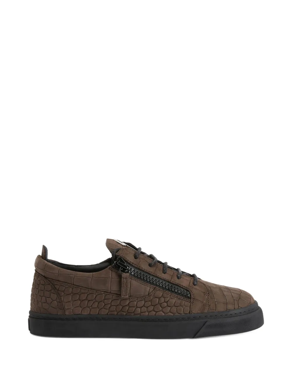 Giuseppe Zanotti Frankie crocodile-effect zip sneakers Brown