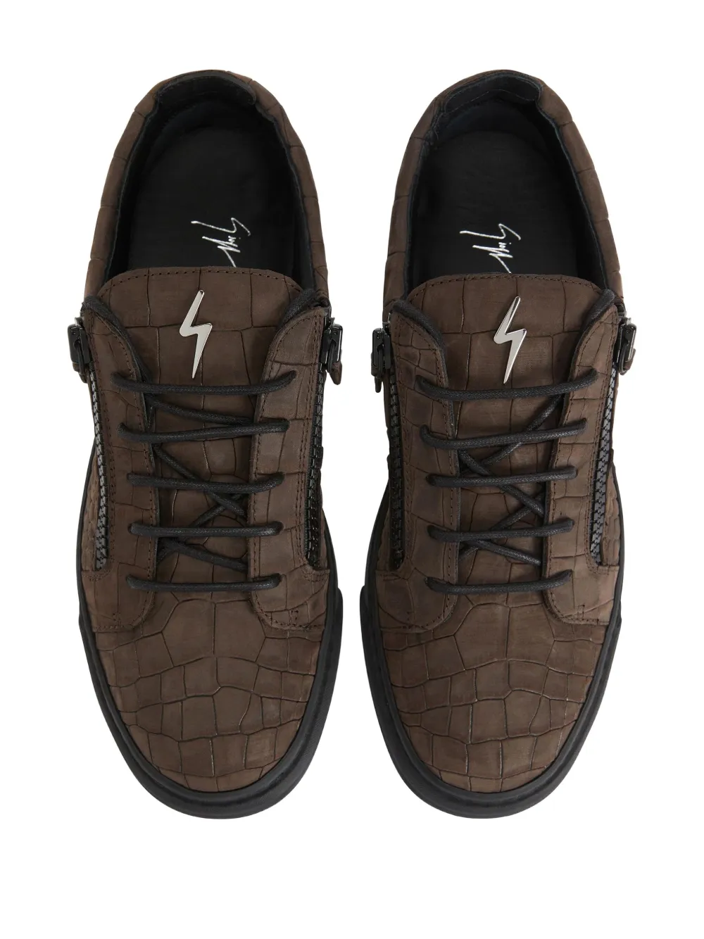 Giuseppe Zanotti Frankie crocodile-effect zip sneakers Brown
