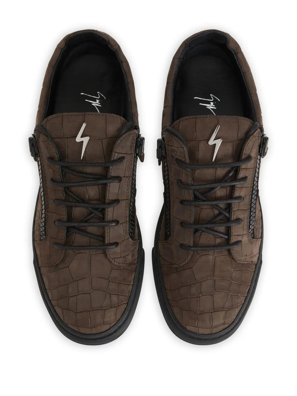 Giuseppe Zanotti Frankie crocodile-effect zip sneakers Brown