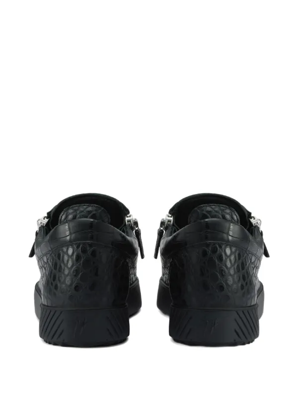 Giuseppe Zanotti Frankie crocodile-effect Zip Trainers | Black