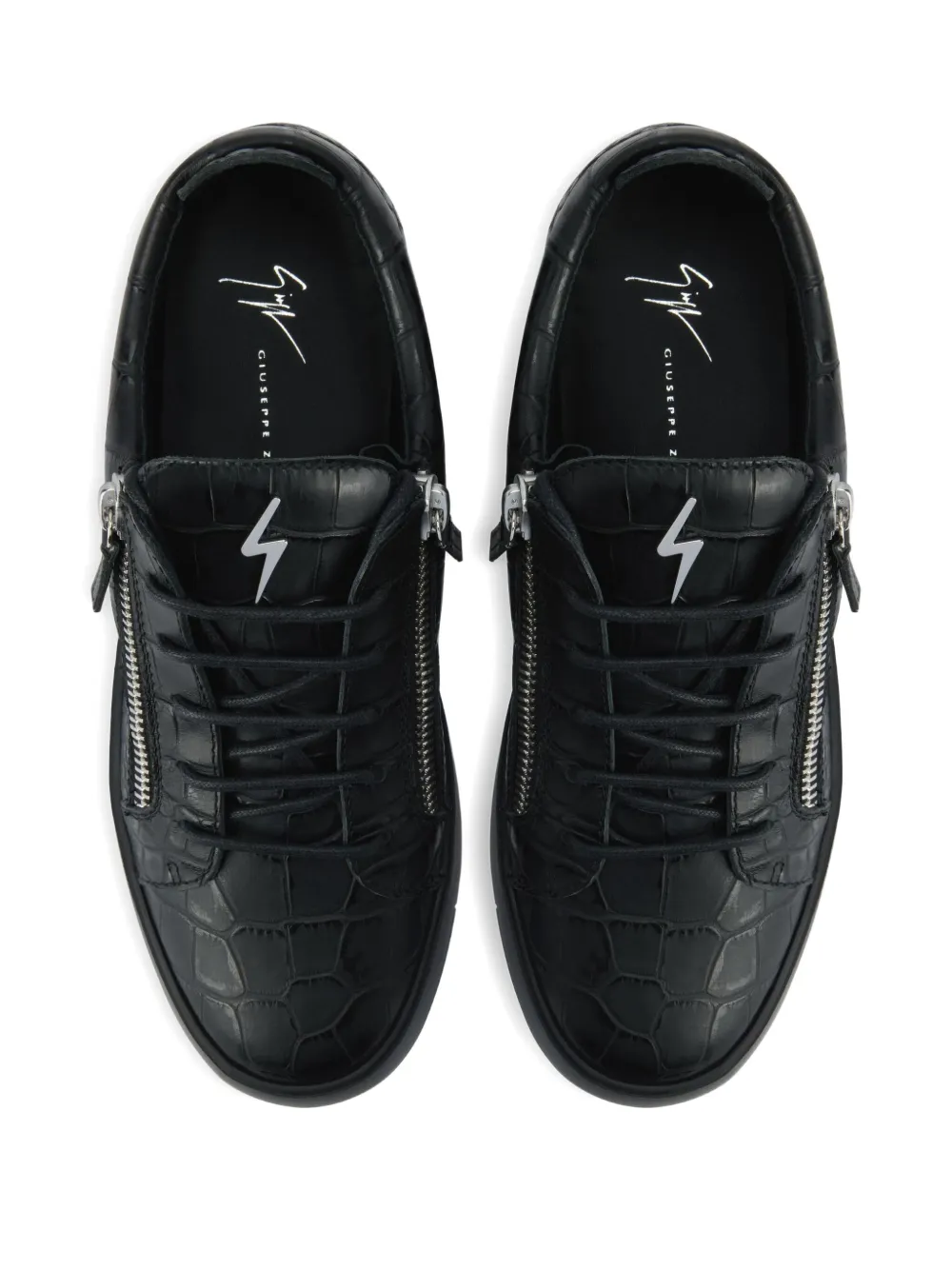 Giuseppe Zanotti Frankie crocodile-effect zip trainers Black