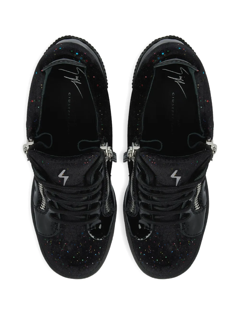 Giuseppe Zanotti Addy Wedge glitter-panel sneakers Black