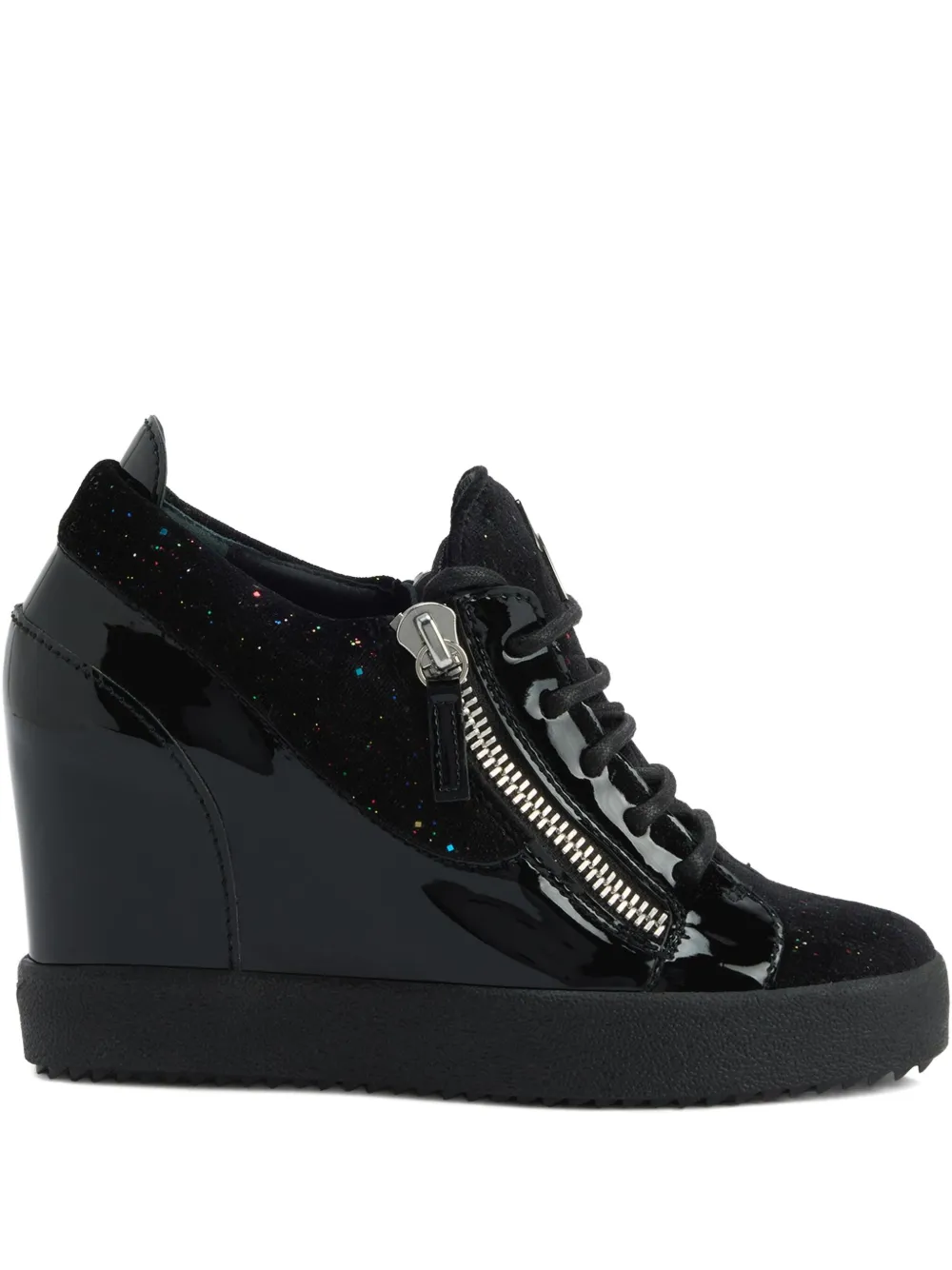 Giuseppe Zanotti Addy Wedge glitter-panel sneakers Black
