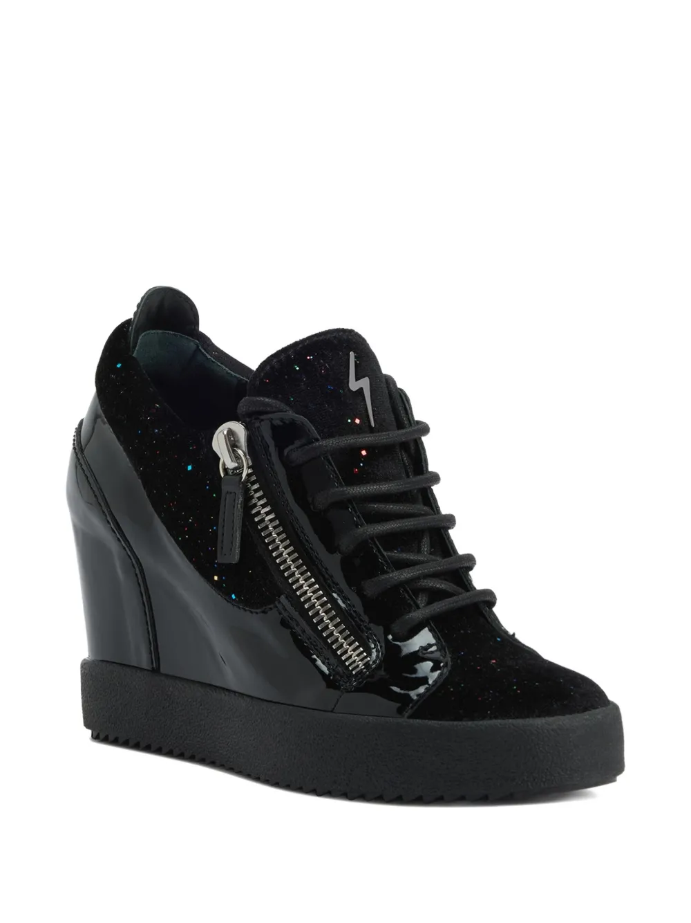 Giuseppe Zanotti Addy Wedge glitter-panel sneakers Black