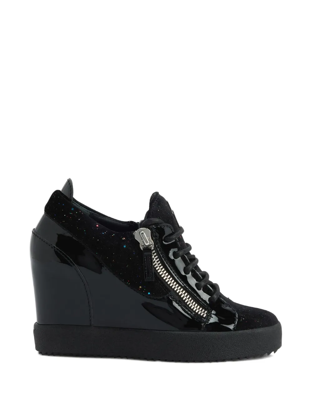 Giuseppe Zanotti Addy Wedge glitter-panel sneakers Black