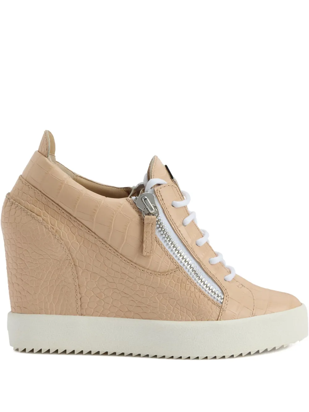 Giuseppe Zanotti Addy sneakers met krokodillen-reliëf Beige