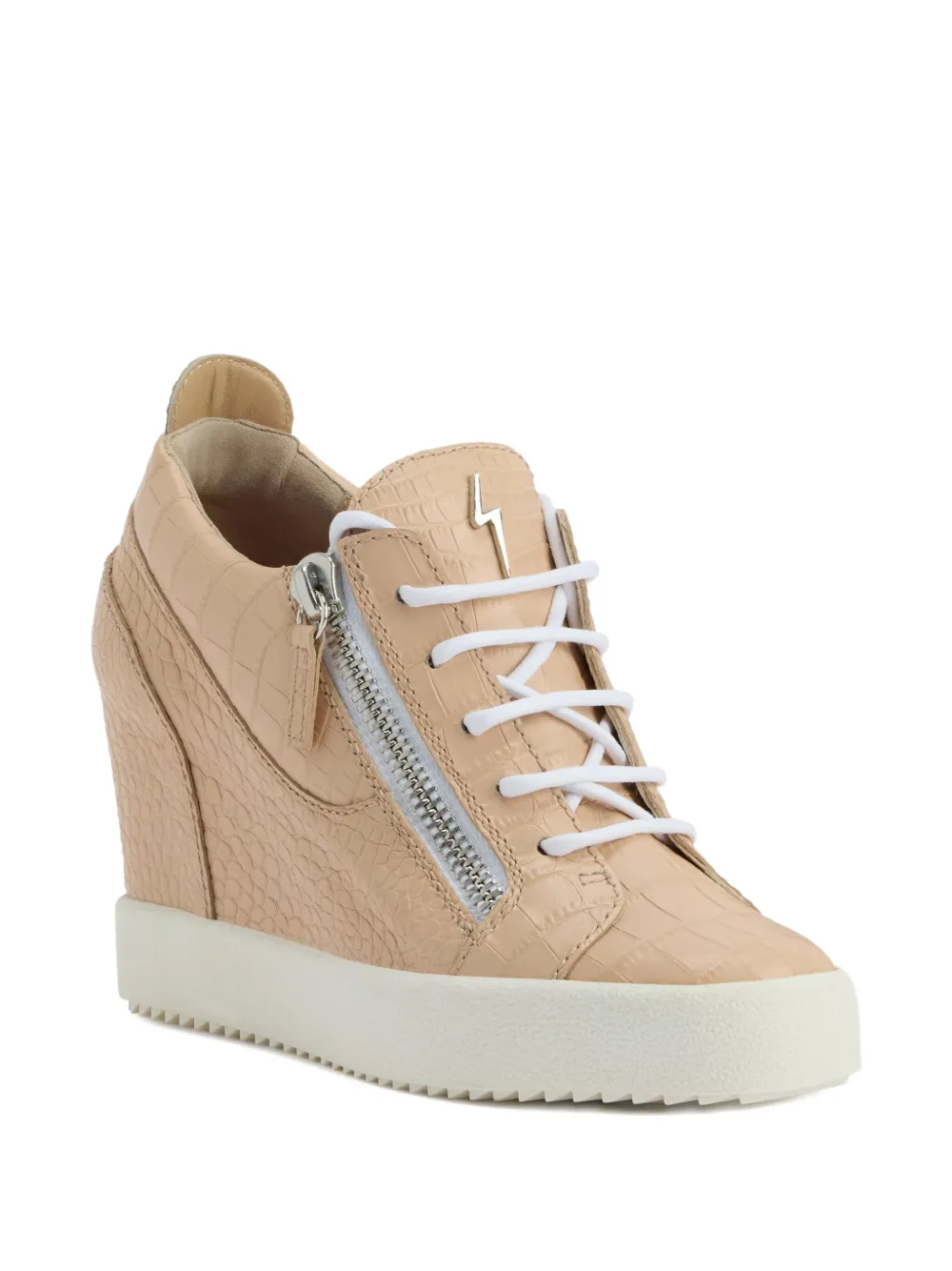 Giuseppe Zanotti Addy sneakers met krokodillen-reliëf Beige