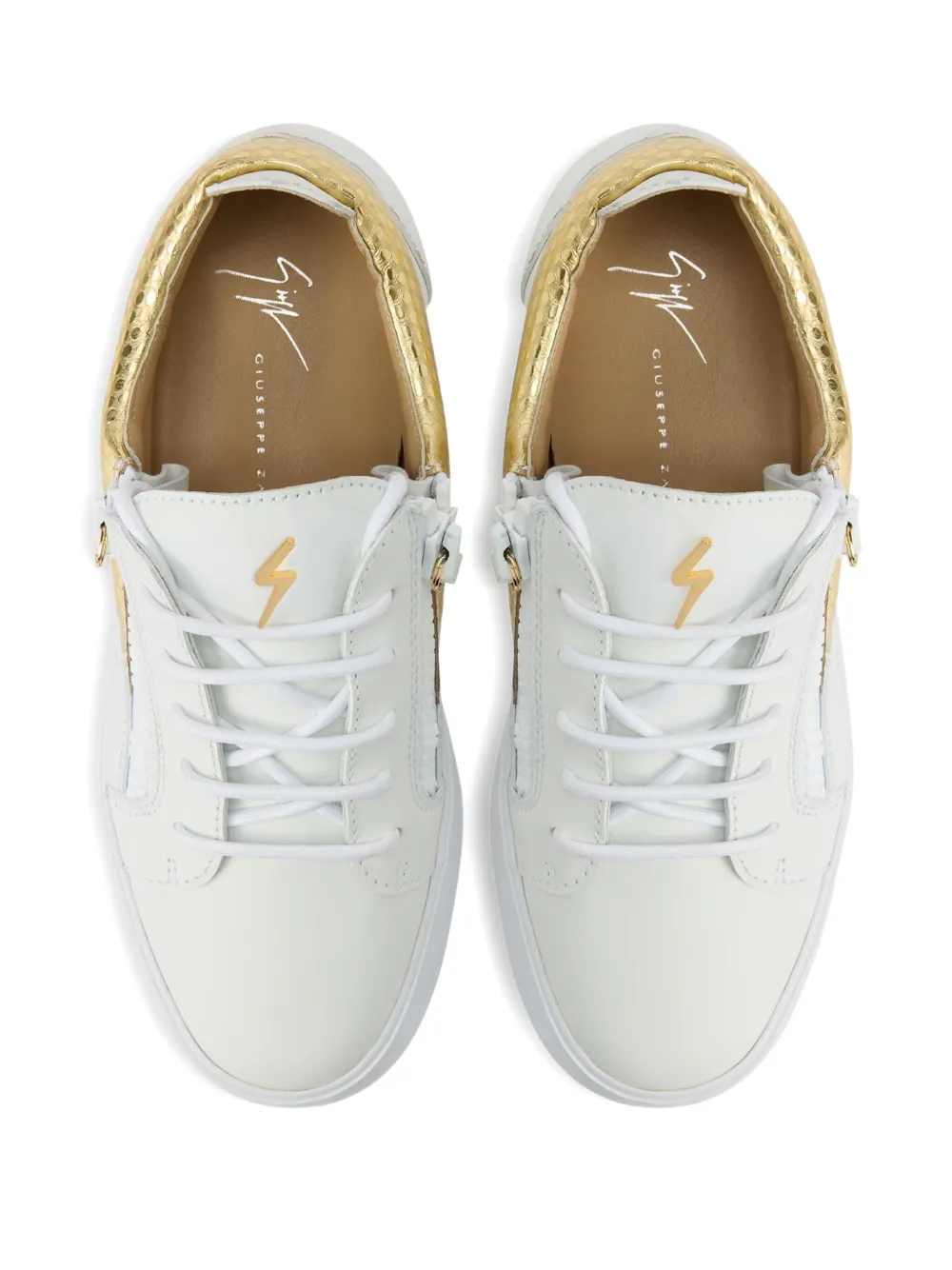 Giuseppe Zanotti Gail snakeskin-panel zip-detail sneakers Gold