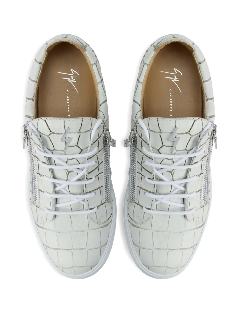 Giuseppe Zanotti Frankie crocodile-effect zip sneakers Neutrals
