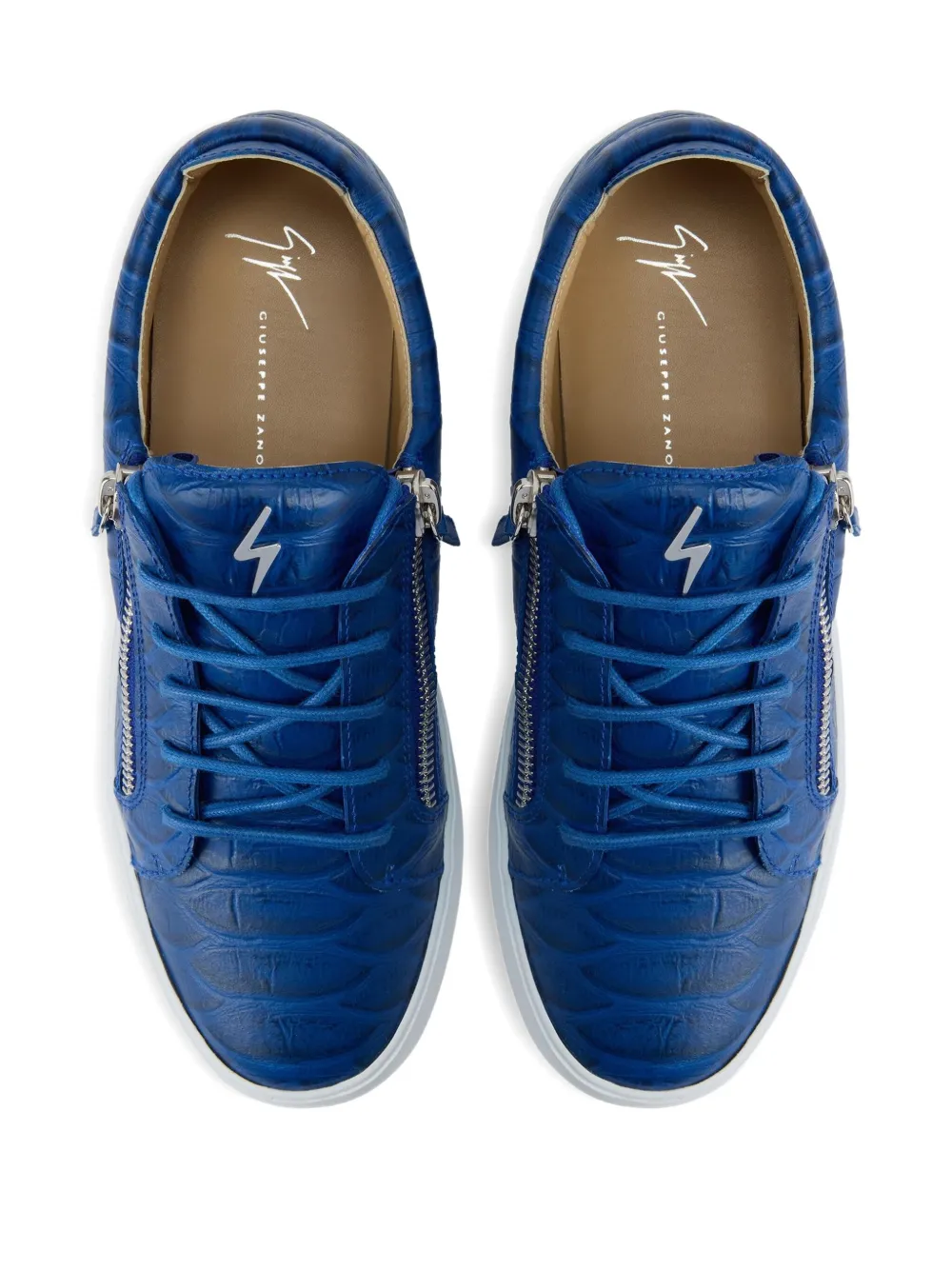 Giuseppe Zanotti Frankie crocodile-effect zip sneakers Blue