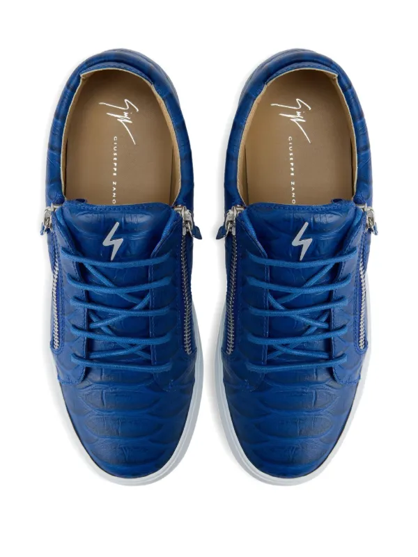 Giuseppe Zanotti Frankie crocodile-effect Zip Sneakers | Blue