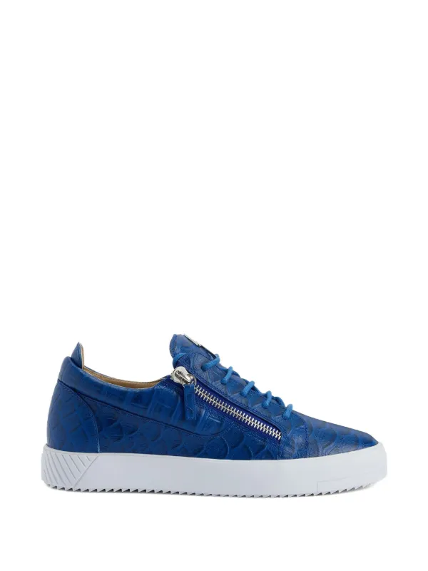 Giuseppe Zanotti Frankie crocodile-effect Zip Sneakers | Blue