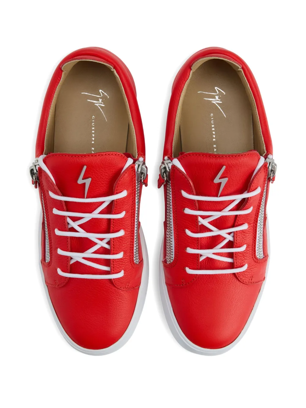 Giuseppe Zanotti zip-detail leather low-top sneakers Red