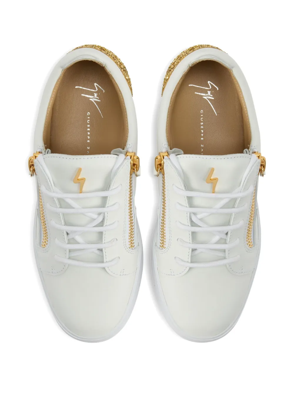 Giuseppe Zanotti Gail glitter-panel zip-detail sneakers White