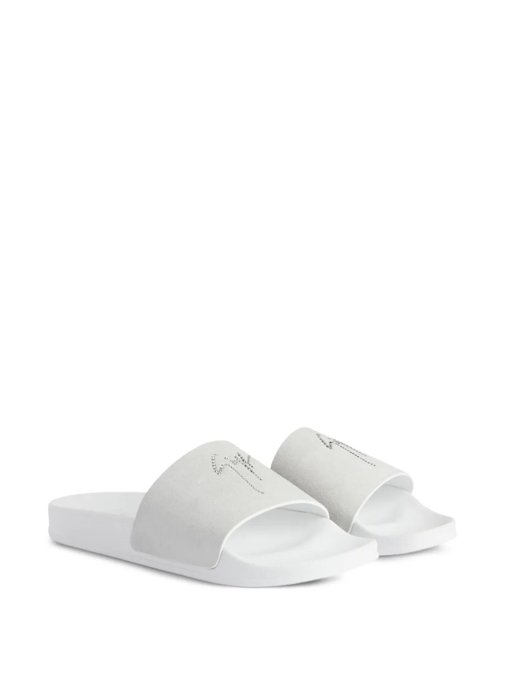 Giuseppe Zanotti Brett crystal-embellished leather slides White