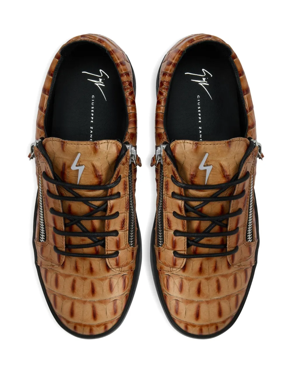 Giuseppe Zanotti Frankie crocodile-effect sneakers Brown