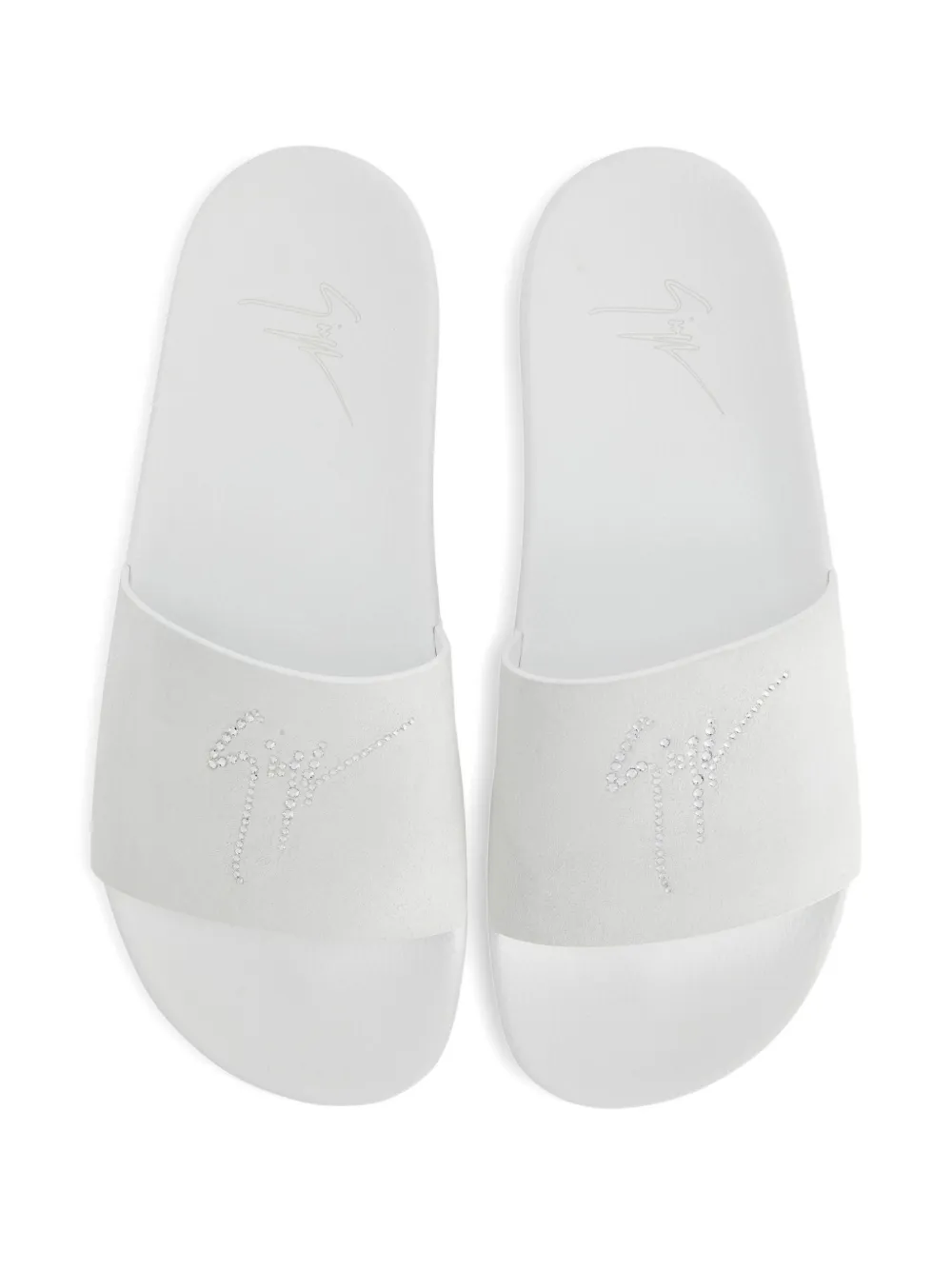 Giuseppe Zanotti embellished leather slides White