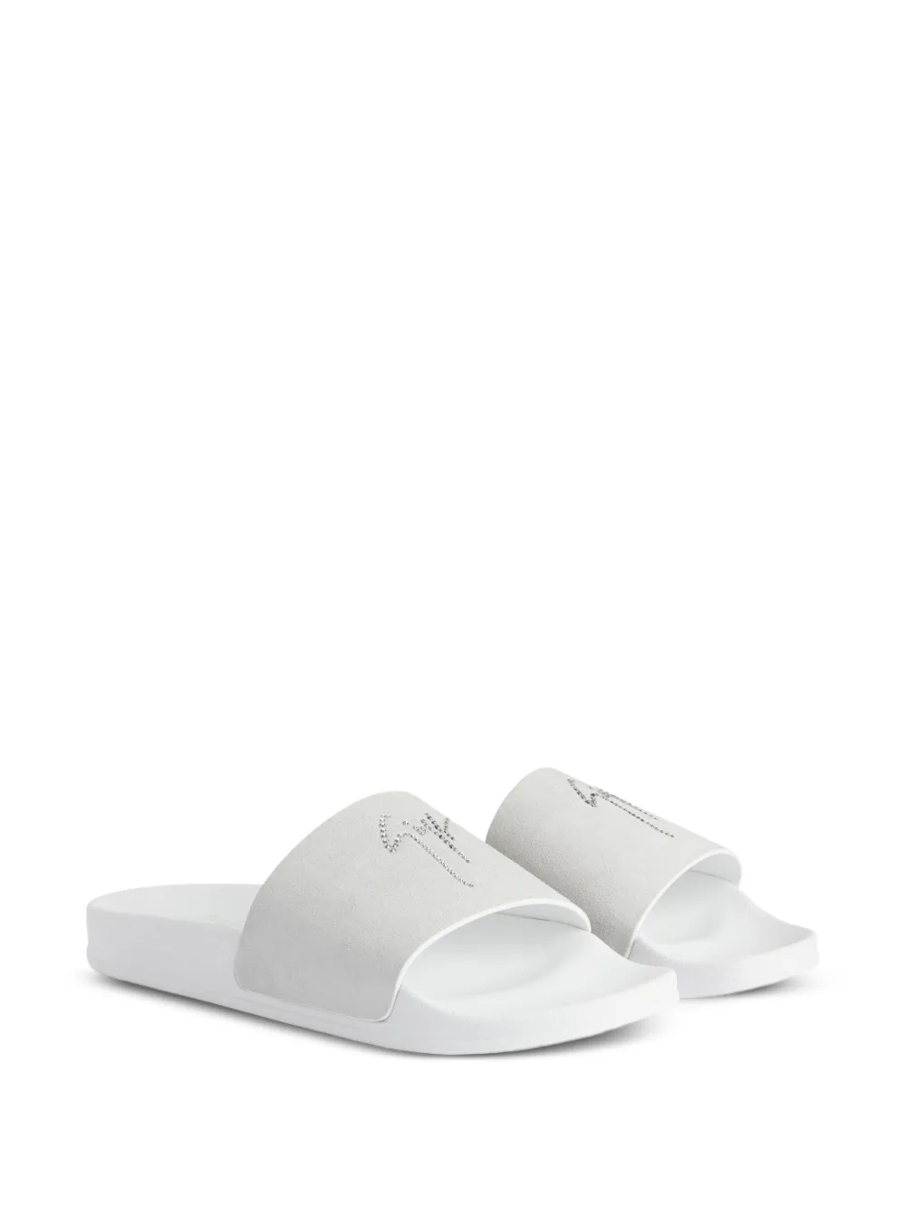 Giuseppe Zanotti embellished leather slides White