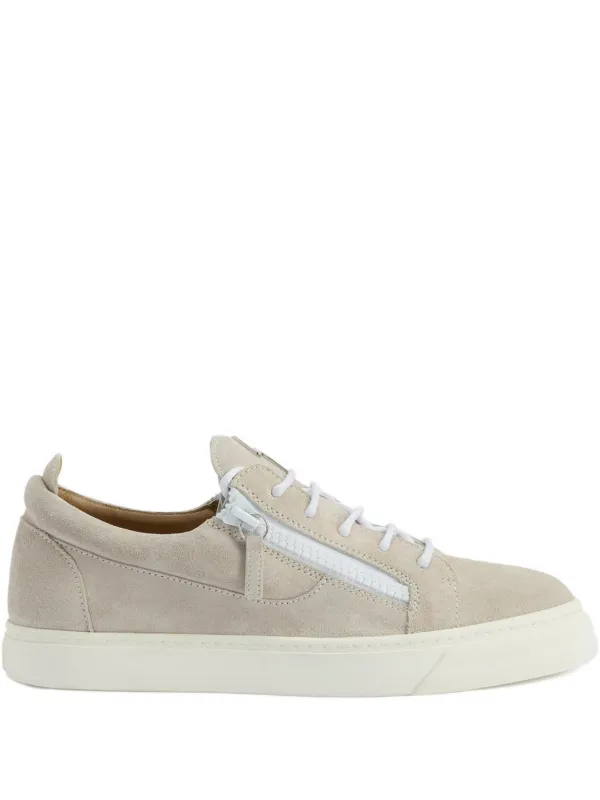Giuseppe Zanotti Gray Suede Zip-Detail Slip-Ons Giuseppe Zanotti Side Zip Low Top Sneakers Gray Mens 8 US  main image 3