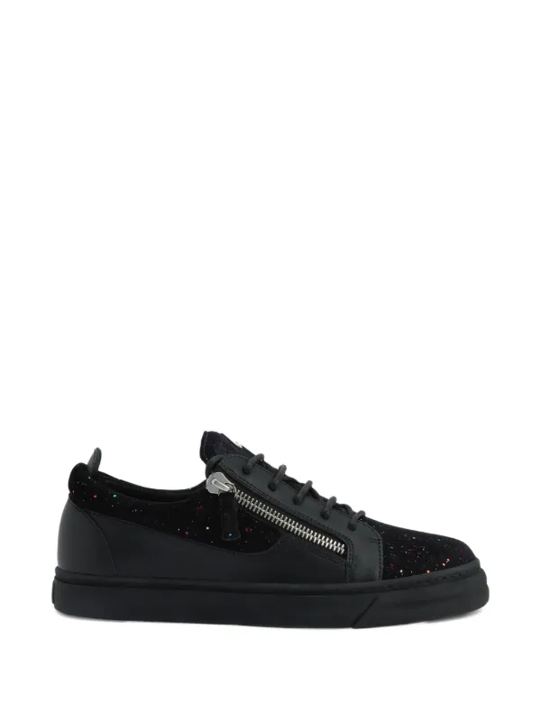 ぺぺZGTM Giuseppe Zanotti zip-detail Glitter low-top Sneakers | Black