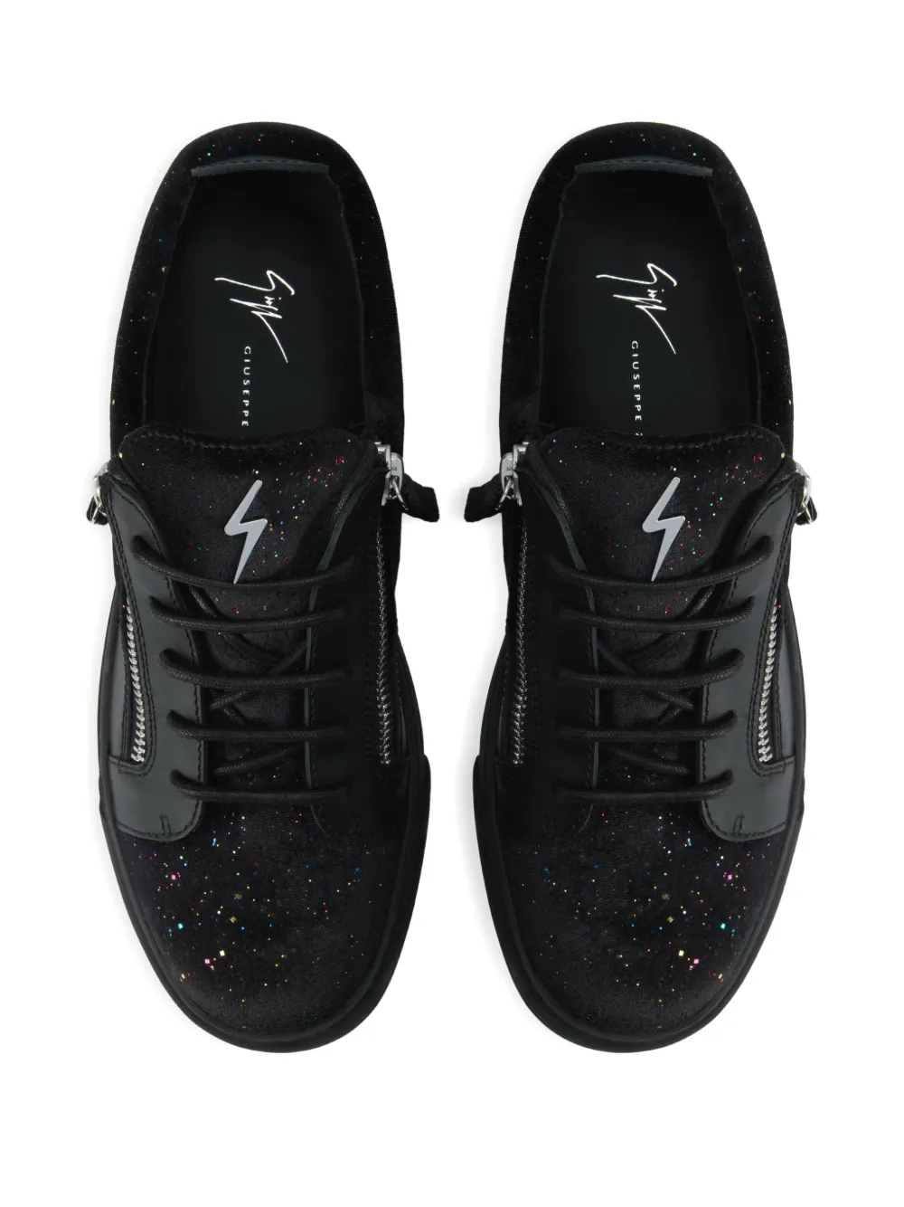 Giuseppe Zanotti zip-detail glitter low-top sneakers Black