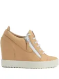 Giuseppe Zanotti 75mm wedge zip-detail low-top sneakers - Neutrals