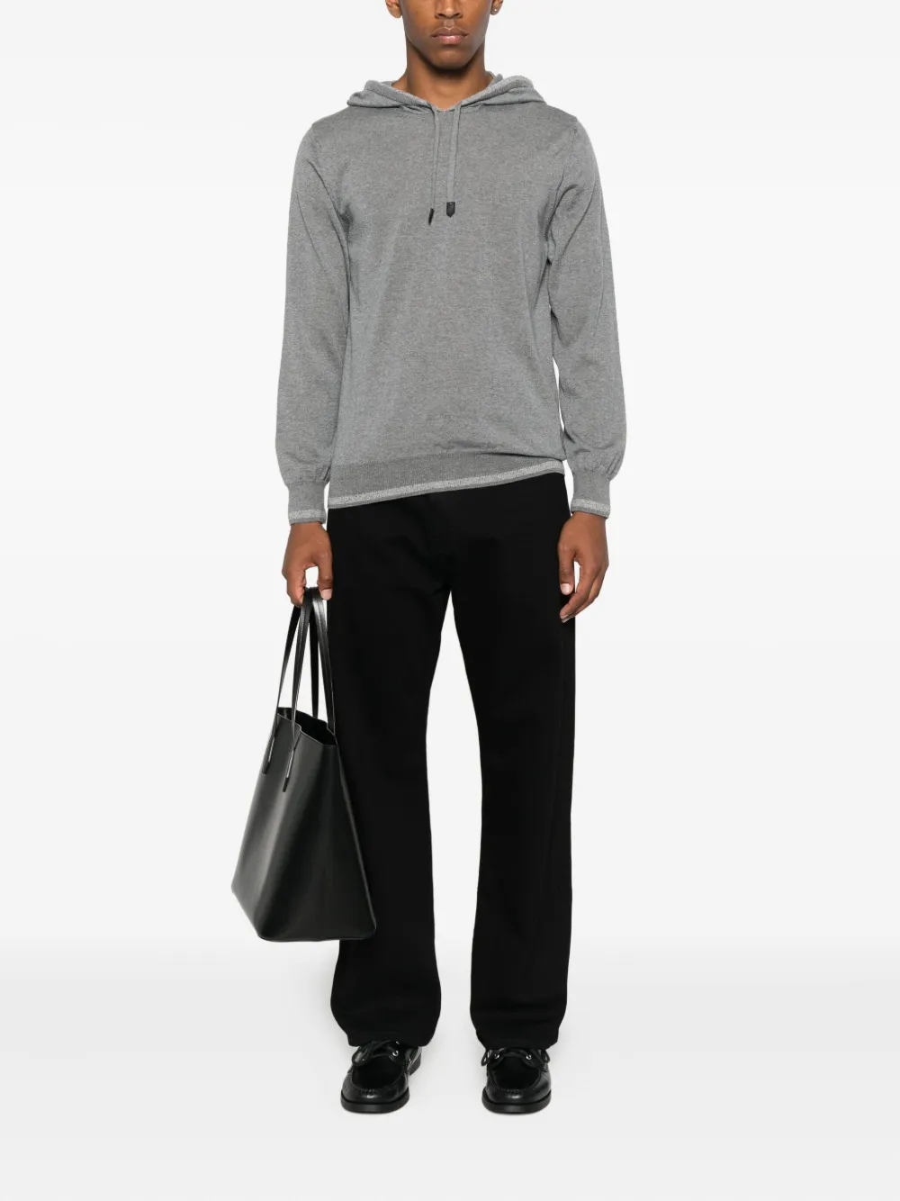 Canali Hoodie met contrasterende afwerking Grijs