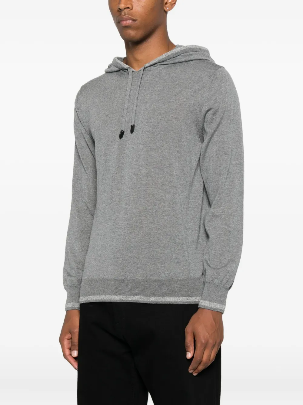 Canali Hoodie met contrasterende afwerking Grijs