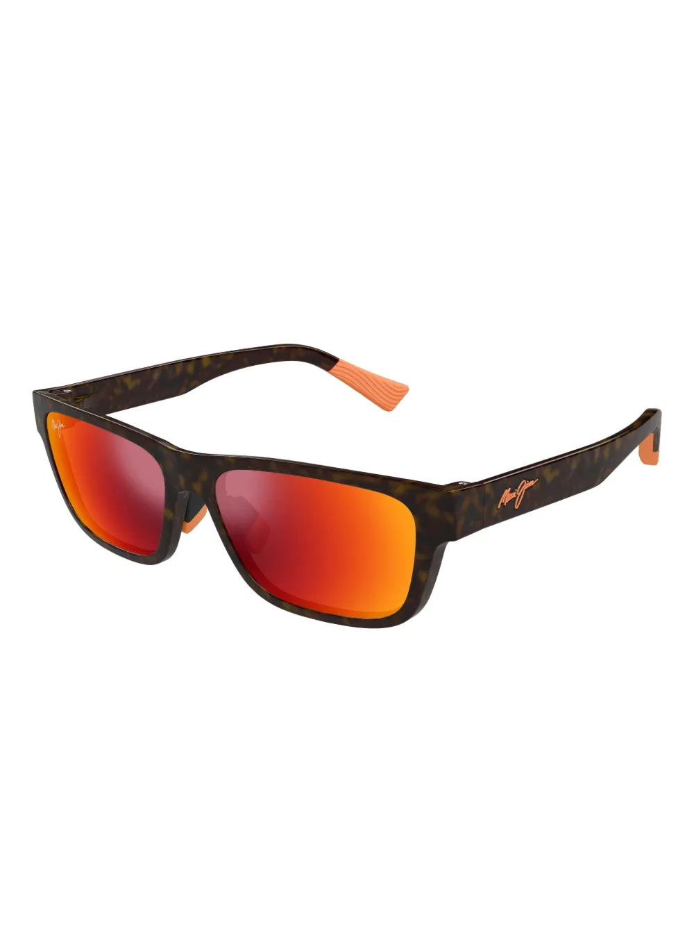 Maui Jim MJ0628S zonnebril met vierkant montuur en schildpadschild-design Bruin