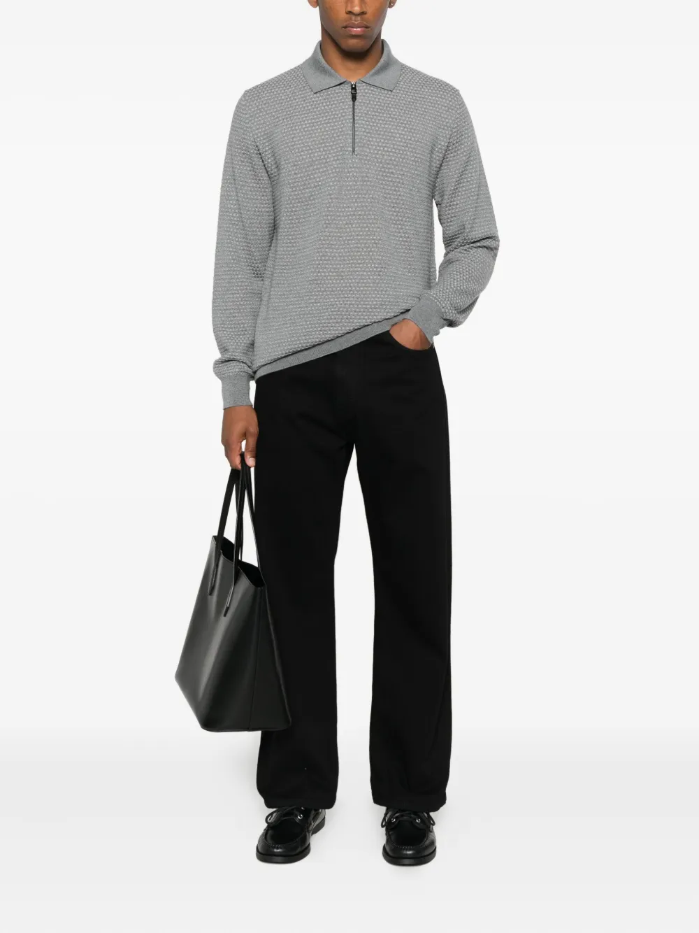 Canali Trui van merinowol met polokraag - Grijs