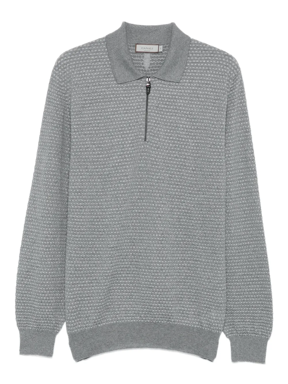 Canali polo-collar merino wool sweater | Grey | Image 1