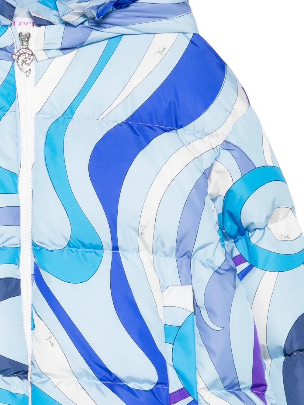 PUCCI Junior Marmo-print hooded jacket Blauw