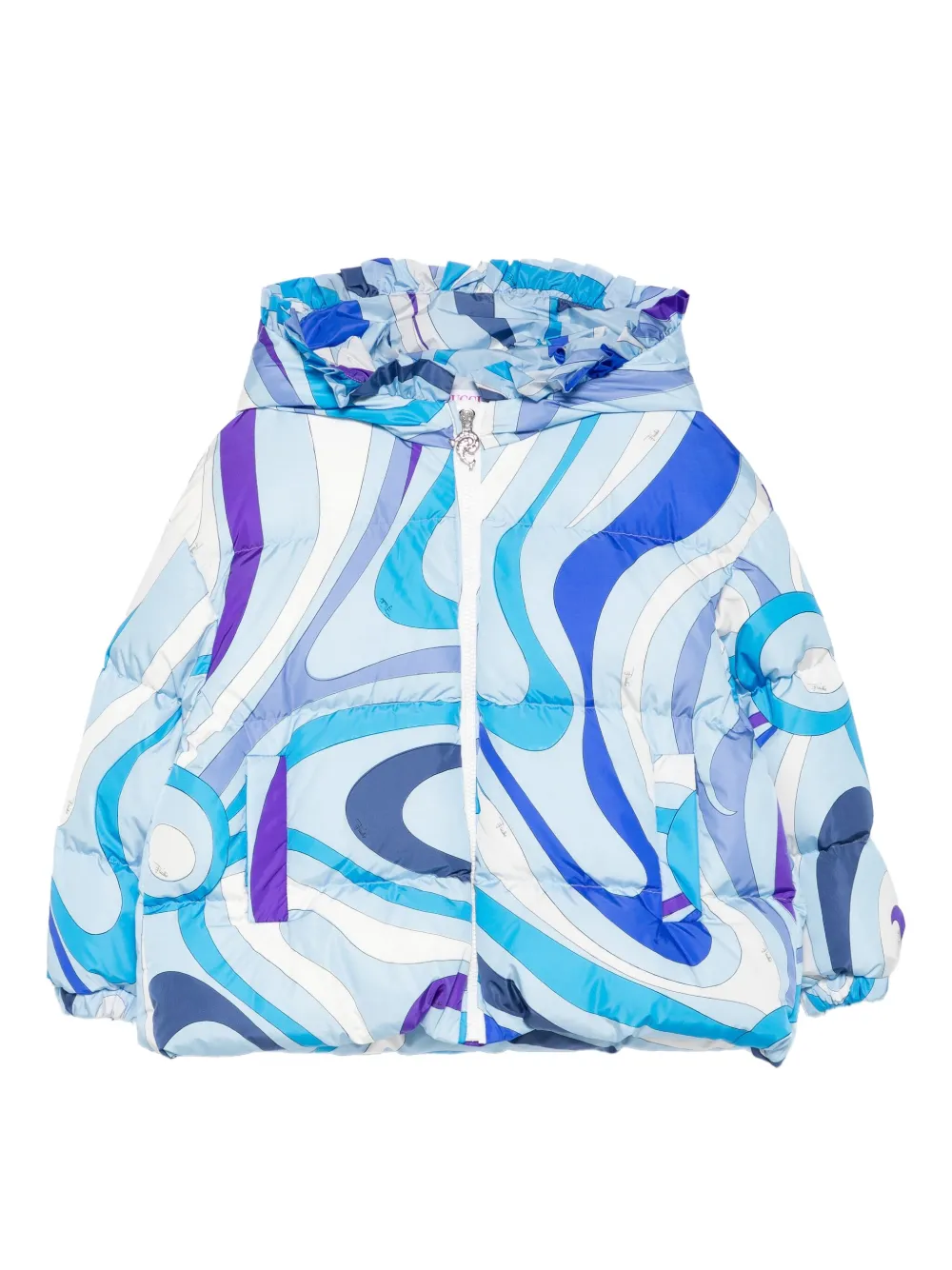 PUCCI Junior Marmo-print hooded jacket Blauw