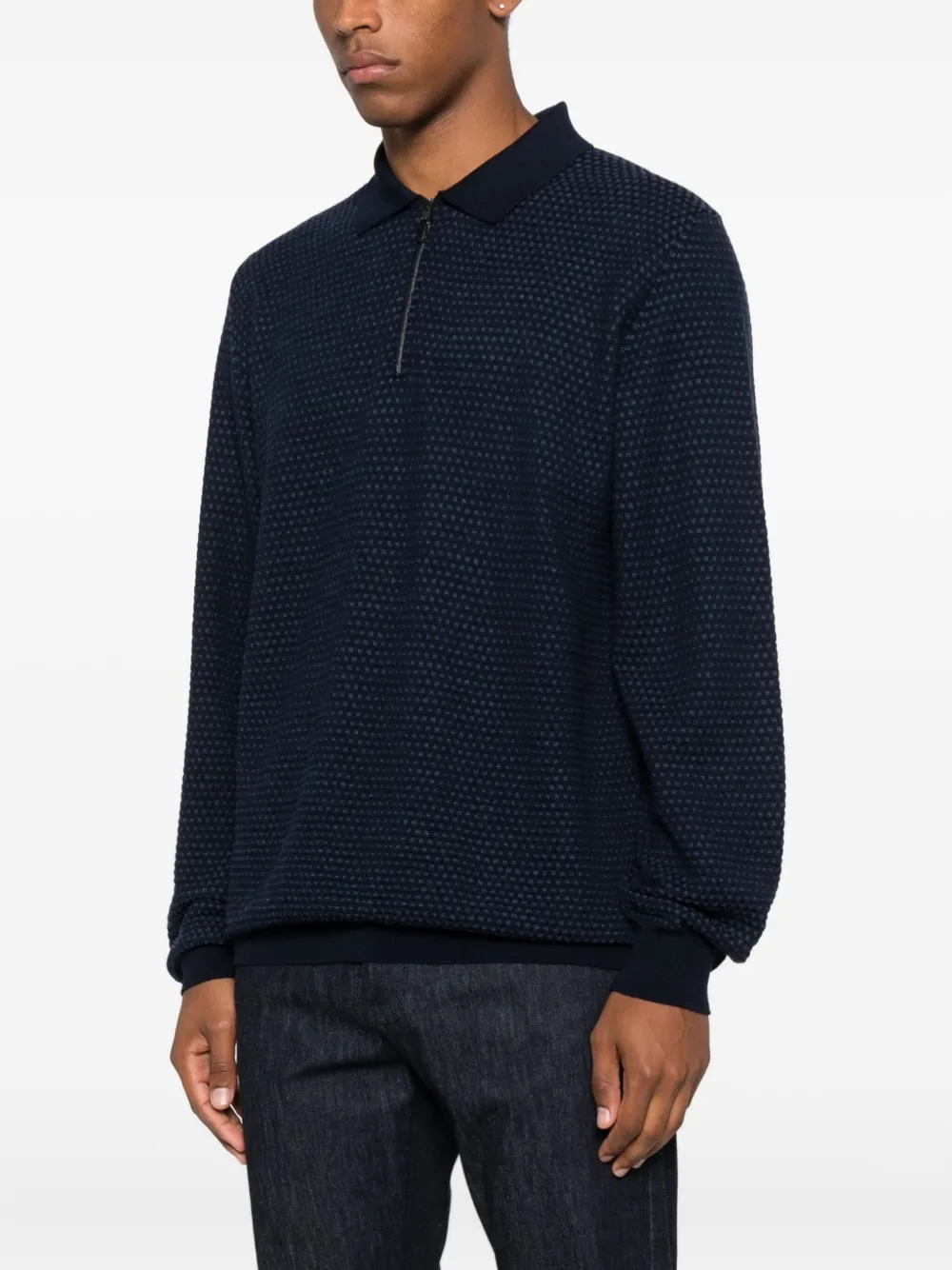 Canali Poloshirt met hals met rits Blauw