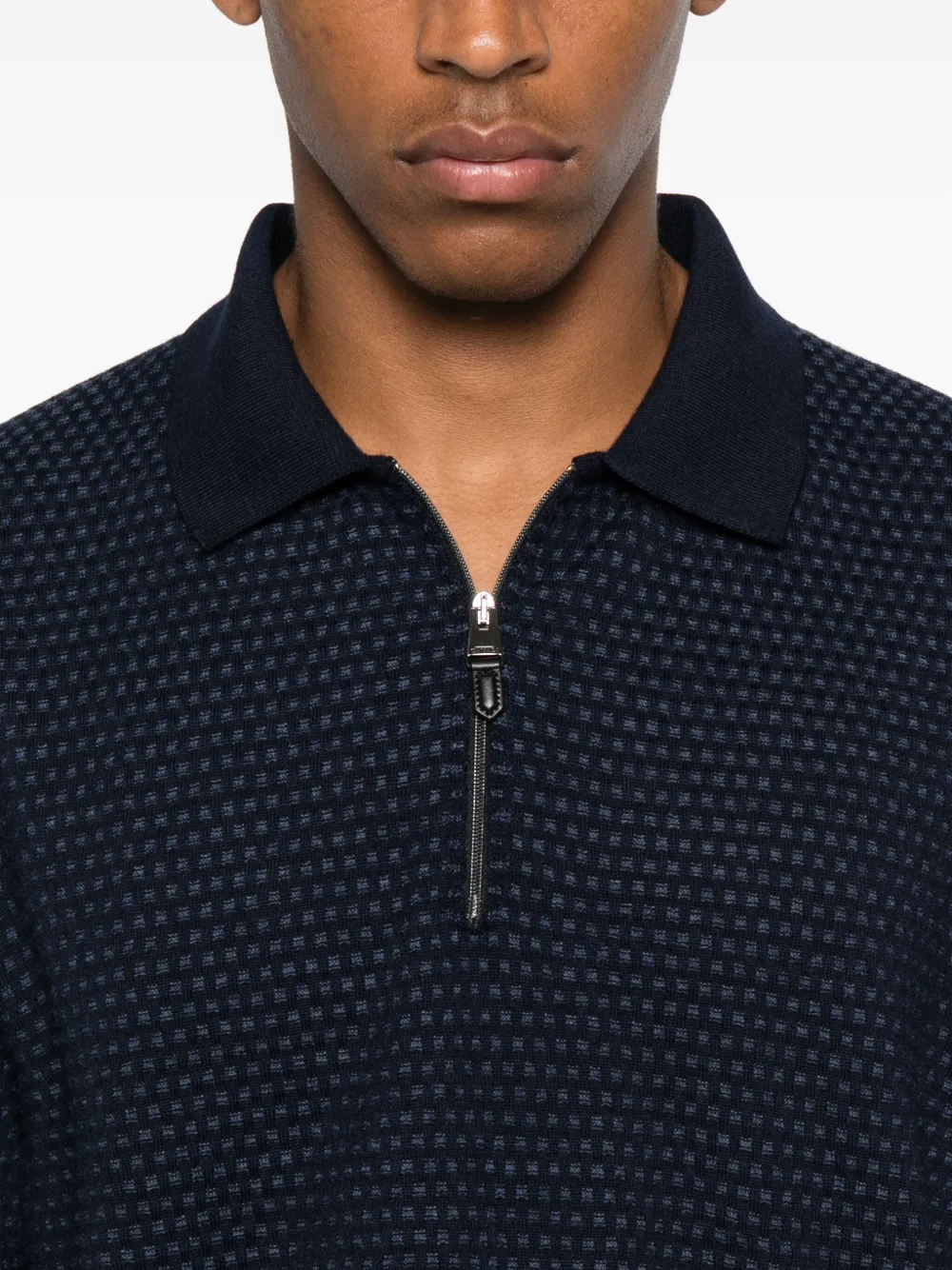 Canali Poloshirt met hals met rits Blauw