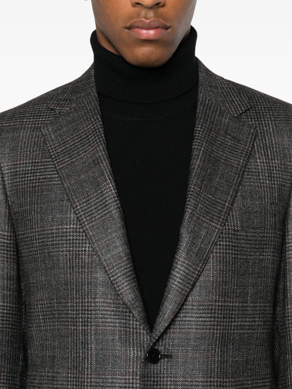 Canali Checked Blazer In Brown