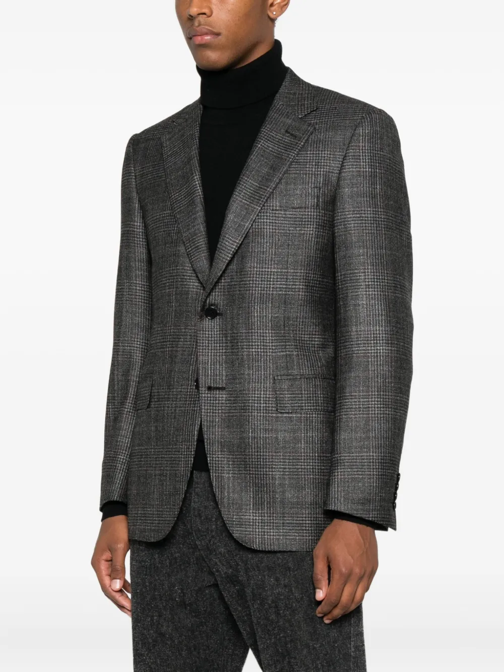 Canali Checked Blazer In Brown