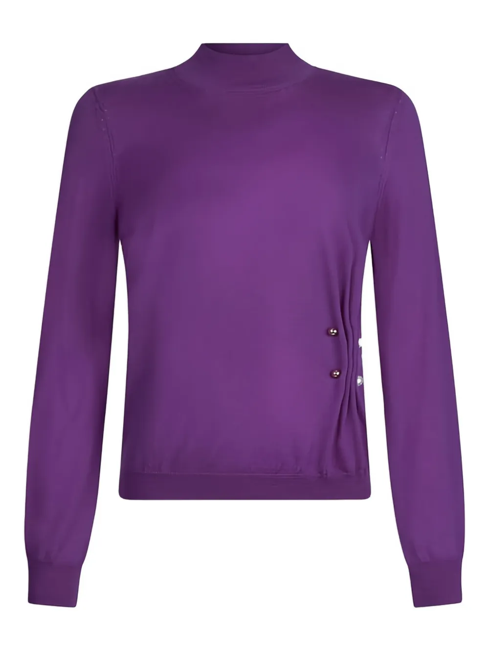 Liu •jo Gathered Beaded Wool Sweater In Purple